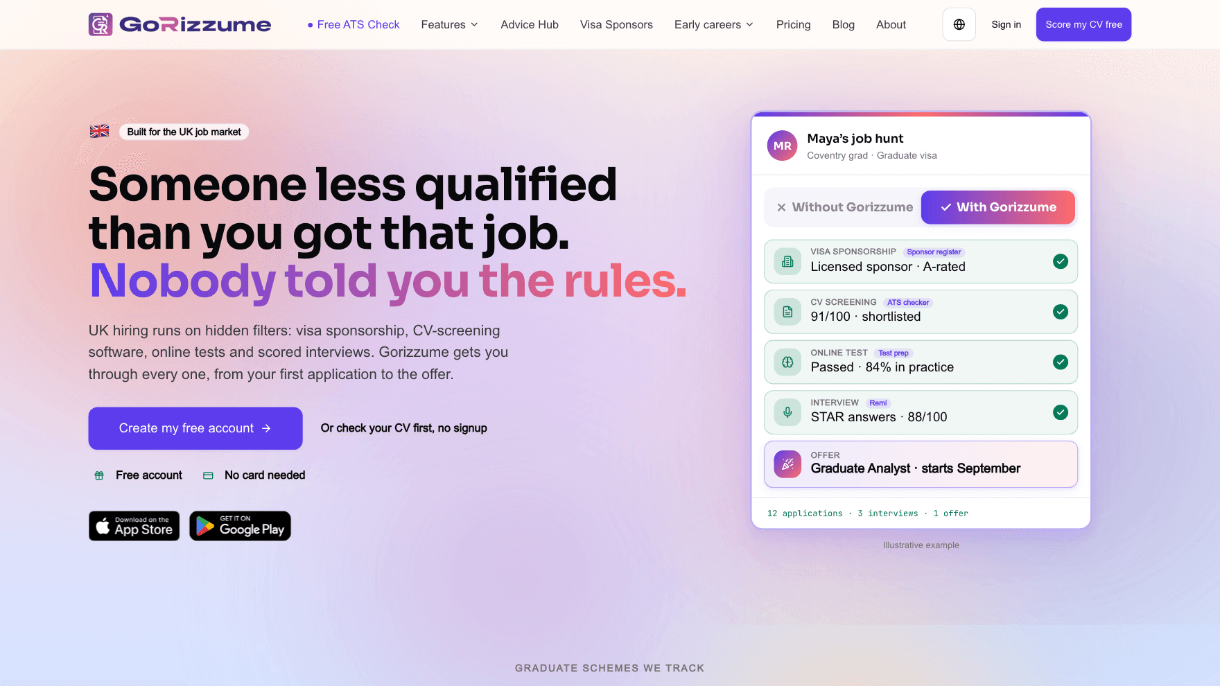 GoRizzume live product screenshot