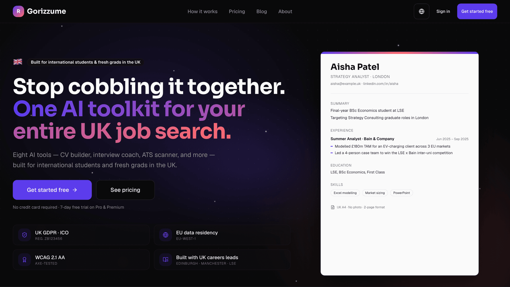 Gorizzume — live product screenshot